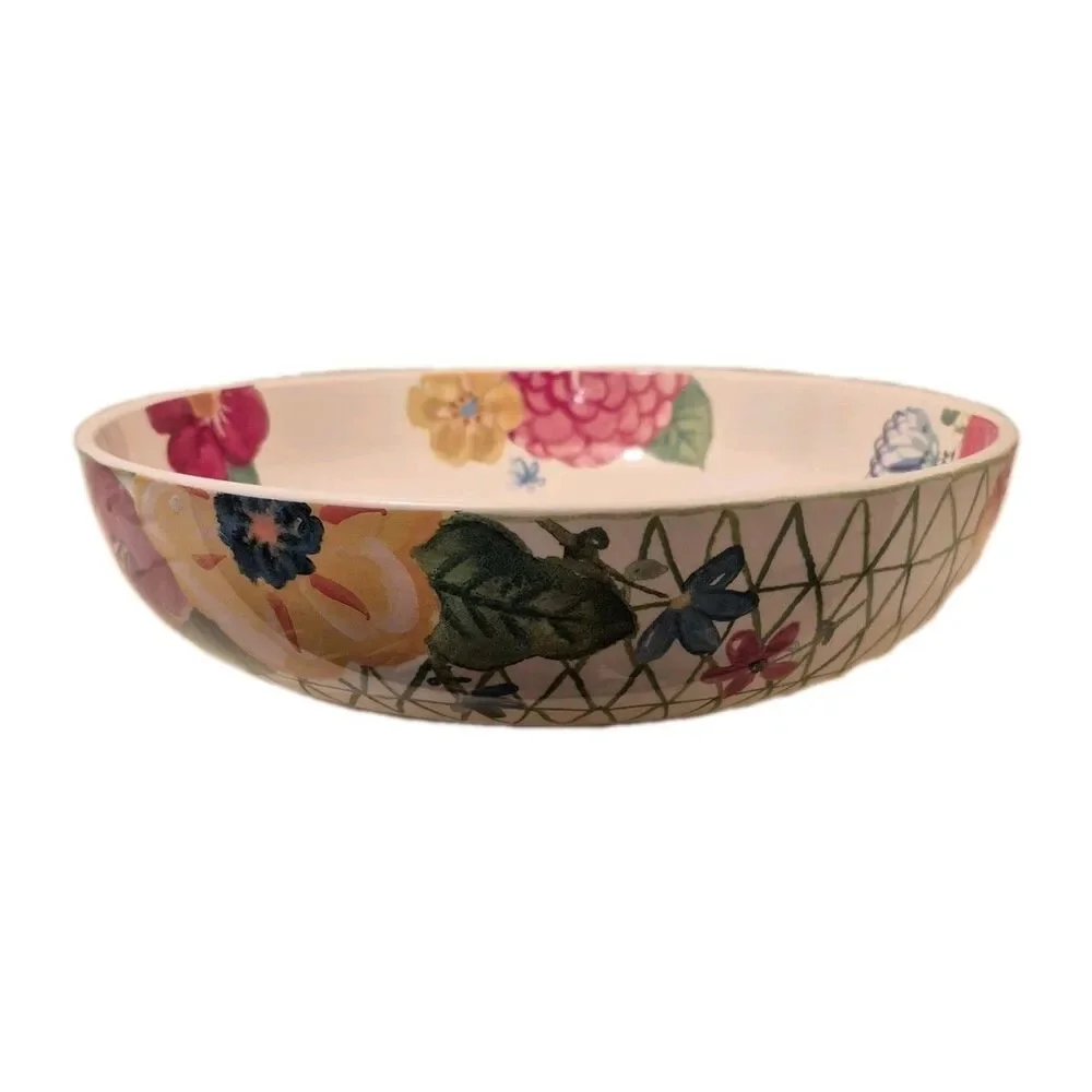 Pier 1 Watercolor Floral Stoneware Ironstone Exclusive Serving Bowl 12